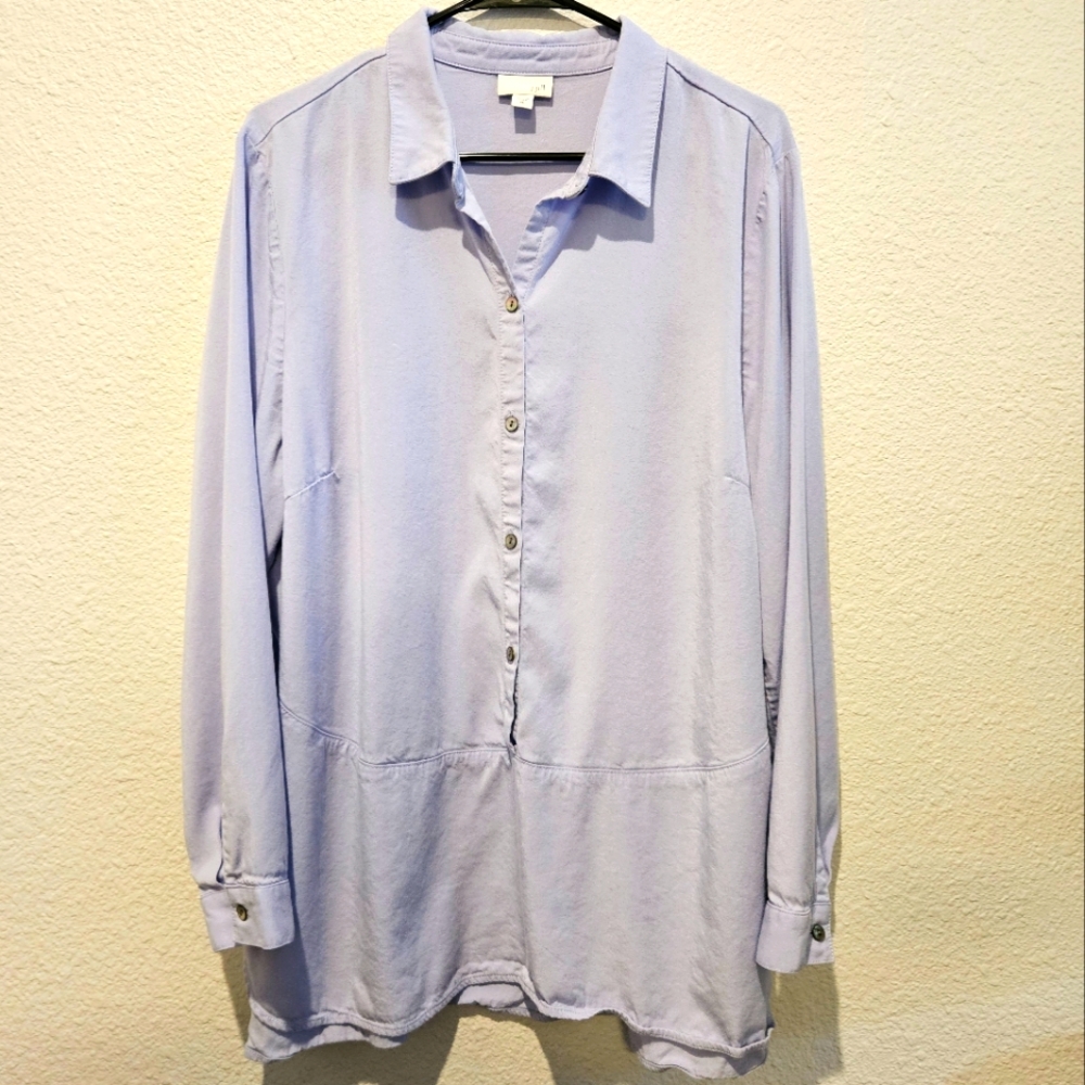 J. Jill Popover Longline Long Sleeve Tunic Blouse Top Size XL
